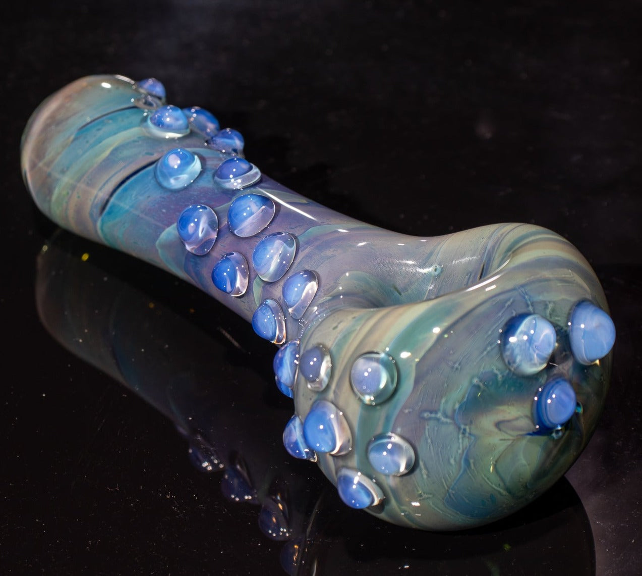 Heady Colored Glass Art | Thick Inside-Out Borosilicate Spoon | Handmade Handblown Glass | Fumed Glass Detail