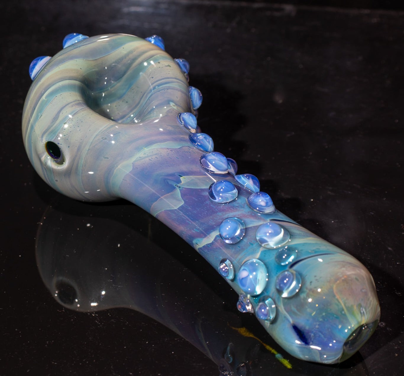 Heady Colored Glass Art | Thick Inside-Out Borosilicate Spoon | Handmade Handblown Glass | Fumed Glass Detail