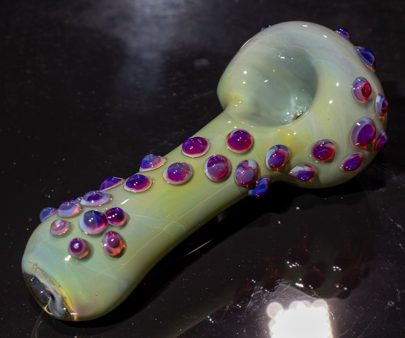 Heady Colored Glass Art | Thick Inside-Out Borosilicate Spoon | Handmade Handblown Glass | Fumed Glass Detail