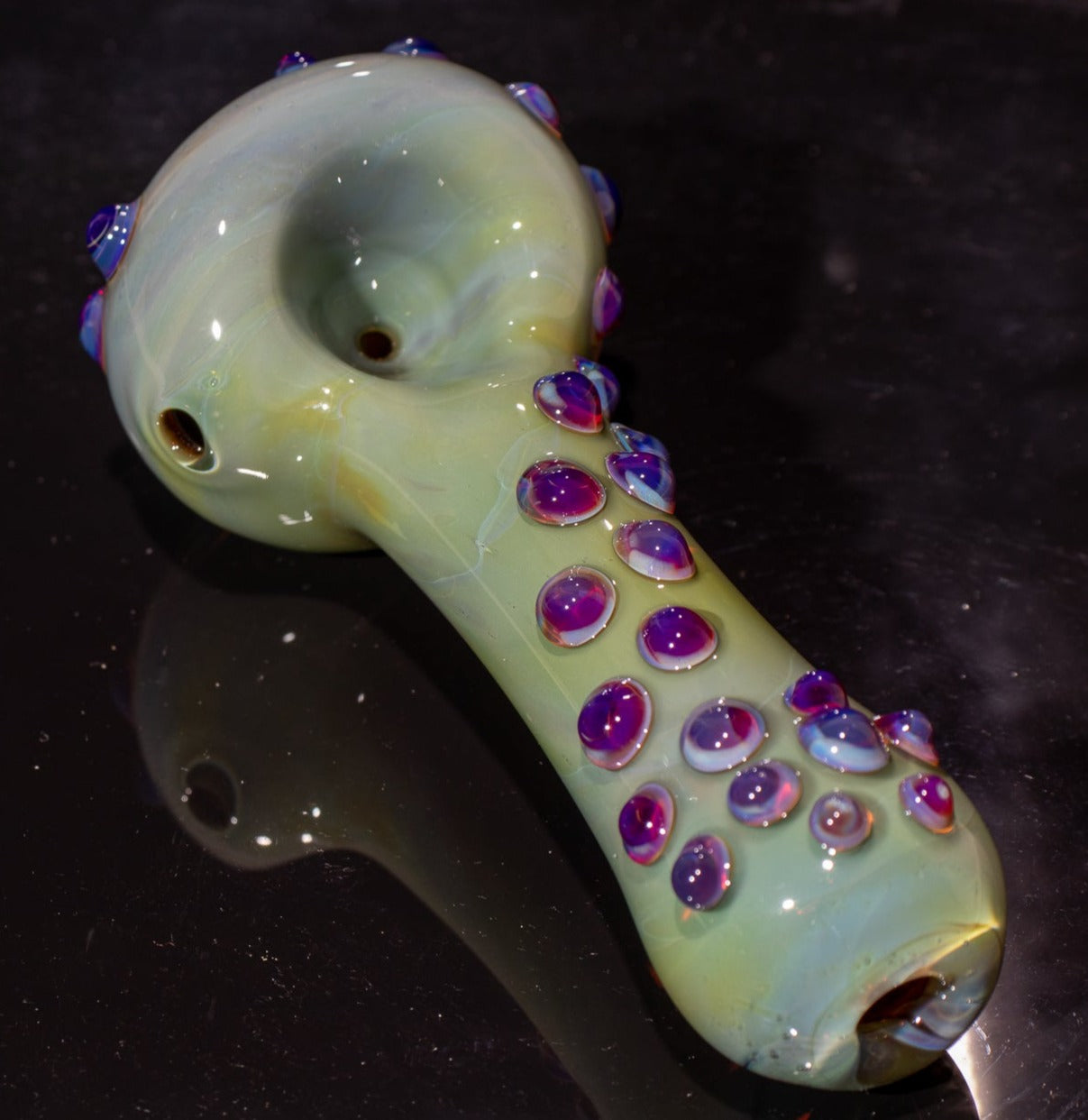 Heady Colored Glass Art | Thick Inside-Out Borosilicate Spoon | Handmade Handblown Glass | Fumed Glass Detail