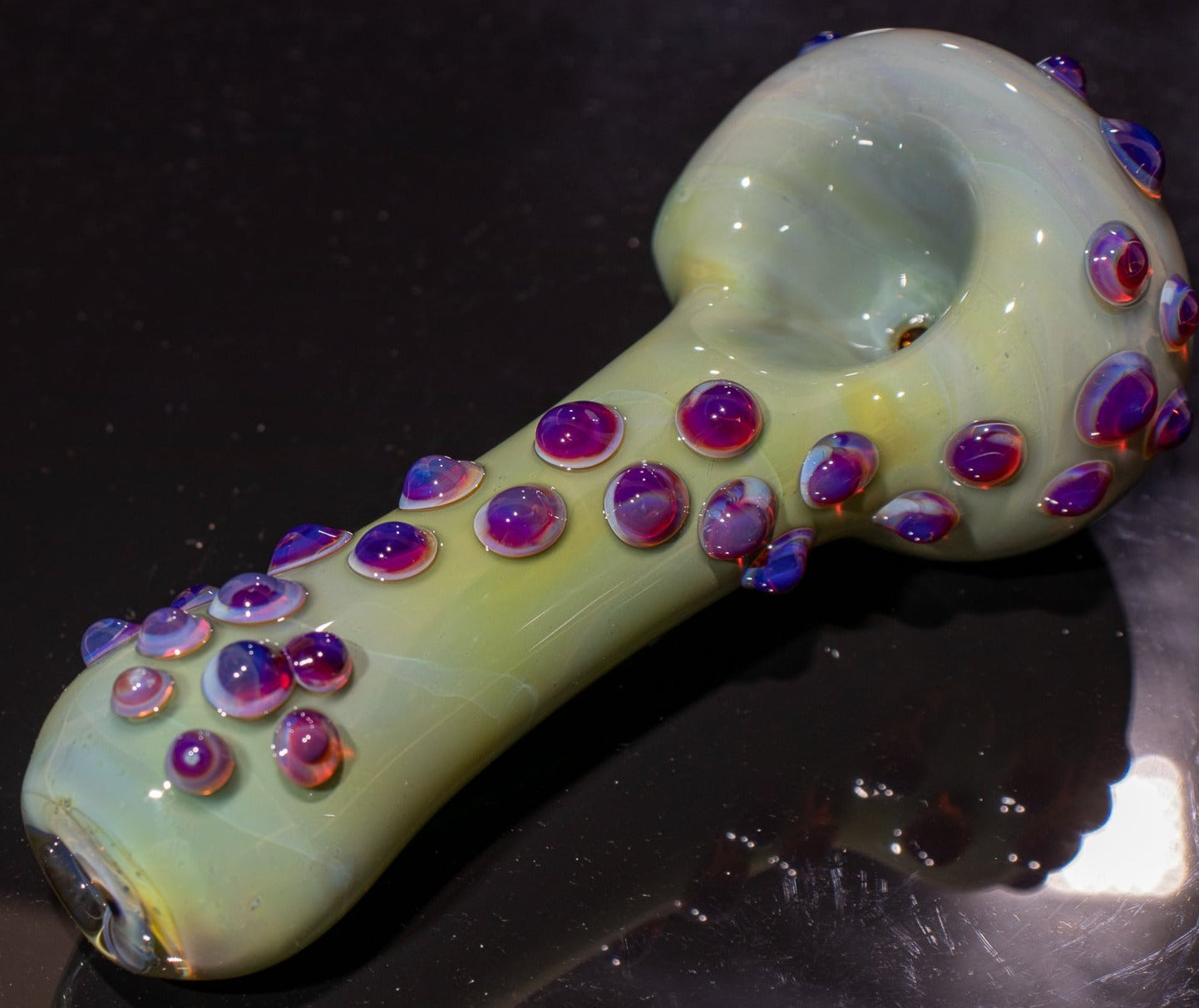 Heady Colored Glass Art | Thick Inside-Out Borosilicate Spoon | Handmade Handblown Glass | Fumed Glass Detail