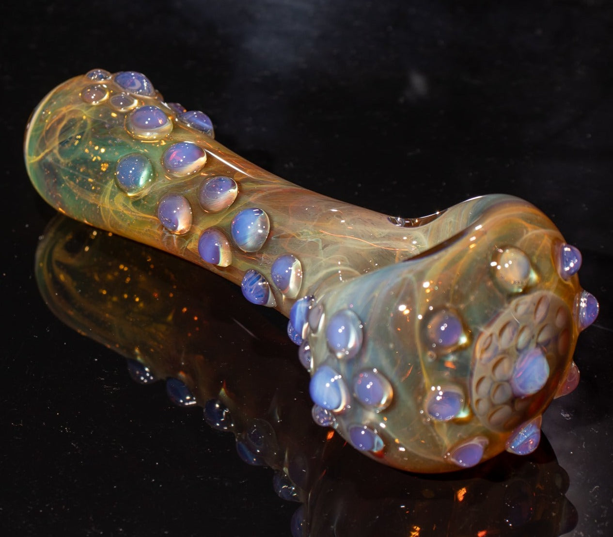 Heady Colored Glass Art | Thick Inside-Out Borosilicate Spoon | Handmade Handblown Glass | Fumed Glass Detail