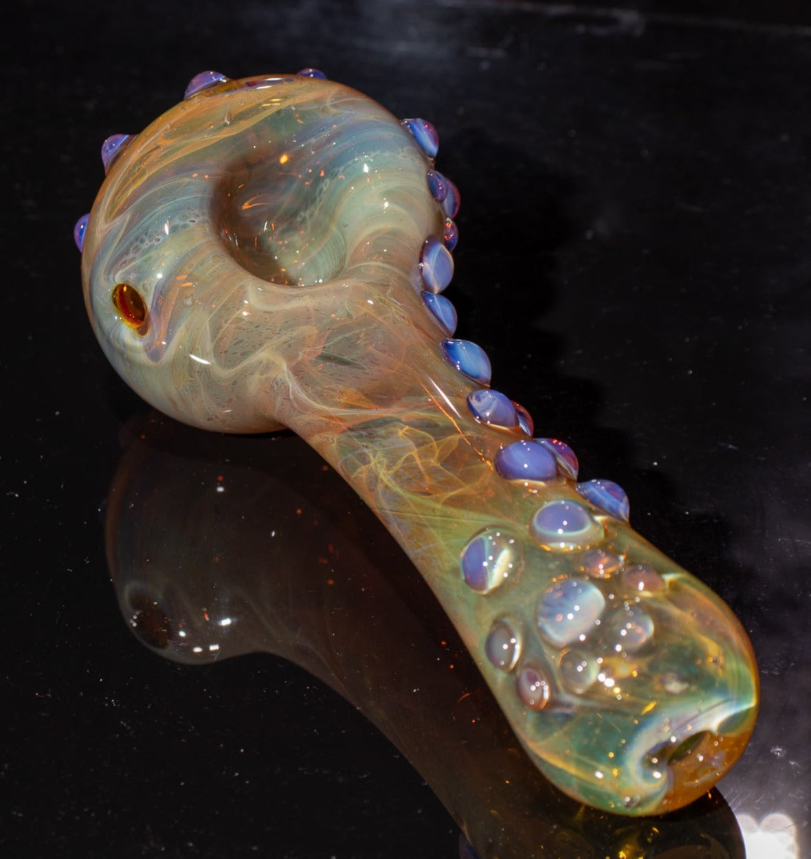 Heady Colored Glass Art | Thick Inside-Out Borosilicate Spoon | Handmade Handblown Glass | Fumed Glass Detail