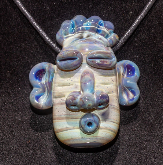 Glass Tiki Pendant | Sculpted Moai Necklace | Tiki Bar Jewelry Accessories | Easter Island Borosilicate Pele Totem Talisman |
