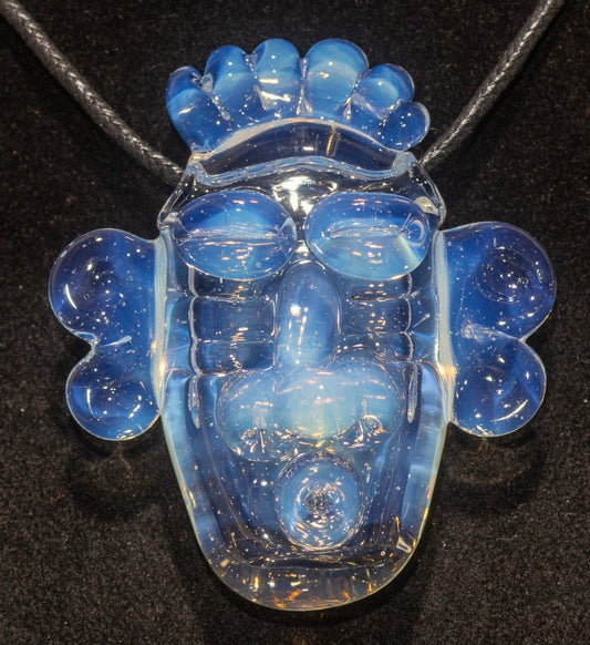 Glass Tiki Pendant | Sculpted Moai Necklace | Tiki Bar Jewelry Accessories | Easter Island Borosilicate Pele Totem Talisman |