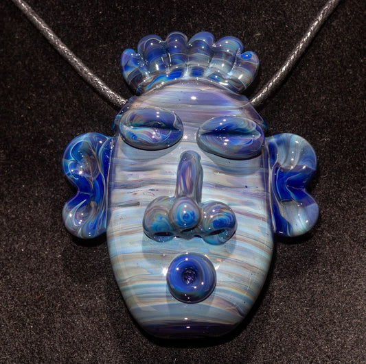 Glass Tiki Pendant | Sculpted Moai Necklace | Tiki Bar Jewelry Accessories | Easter Island Borosilicate Pele Totem Talisman |