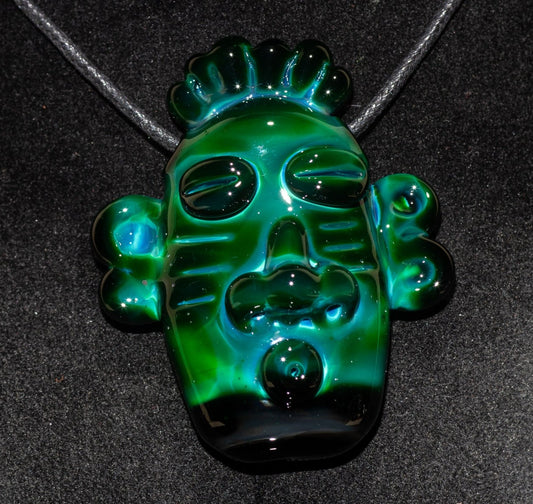 Glass Tiki Pendant | Sculpted Moai Necklace | Tiki Bar Jewelry Accessories | Easter Island Borosilicate Pele Totem Talisman |