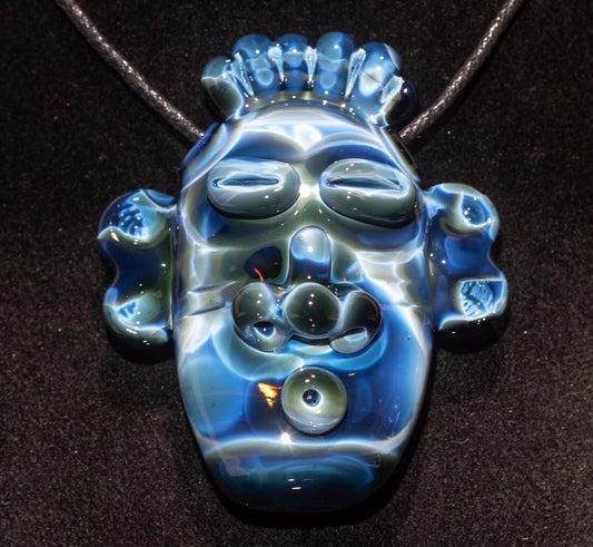 Glass Tiki Pendant | Sculpted Moai Necklace | Tiki Bar Jewelry Accessories | Easter Island Borosilicate Pele Totem Talisman |