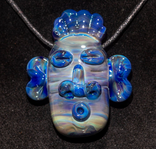 Glass Tiki Pendant | Sculpted Moai Necklace | Tiki Bar Jewelry Accessories | Easter Island Borosilicate Pele Totem Talisman |