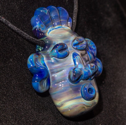 Glass Tiki Pendant | Sculpted Moai Necklace | Tiki Bar Jewelry Accessories | Easter Island Borosilicate Pele Totem Talisman |