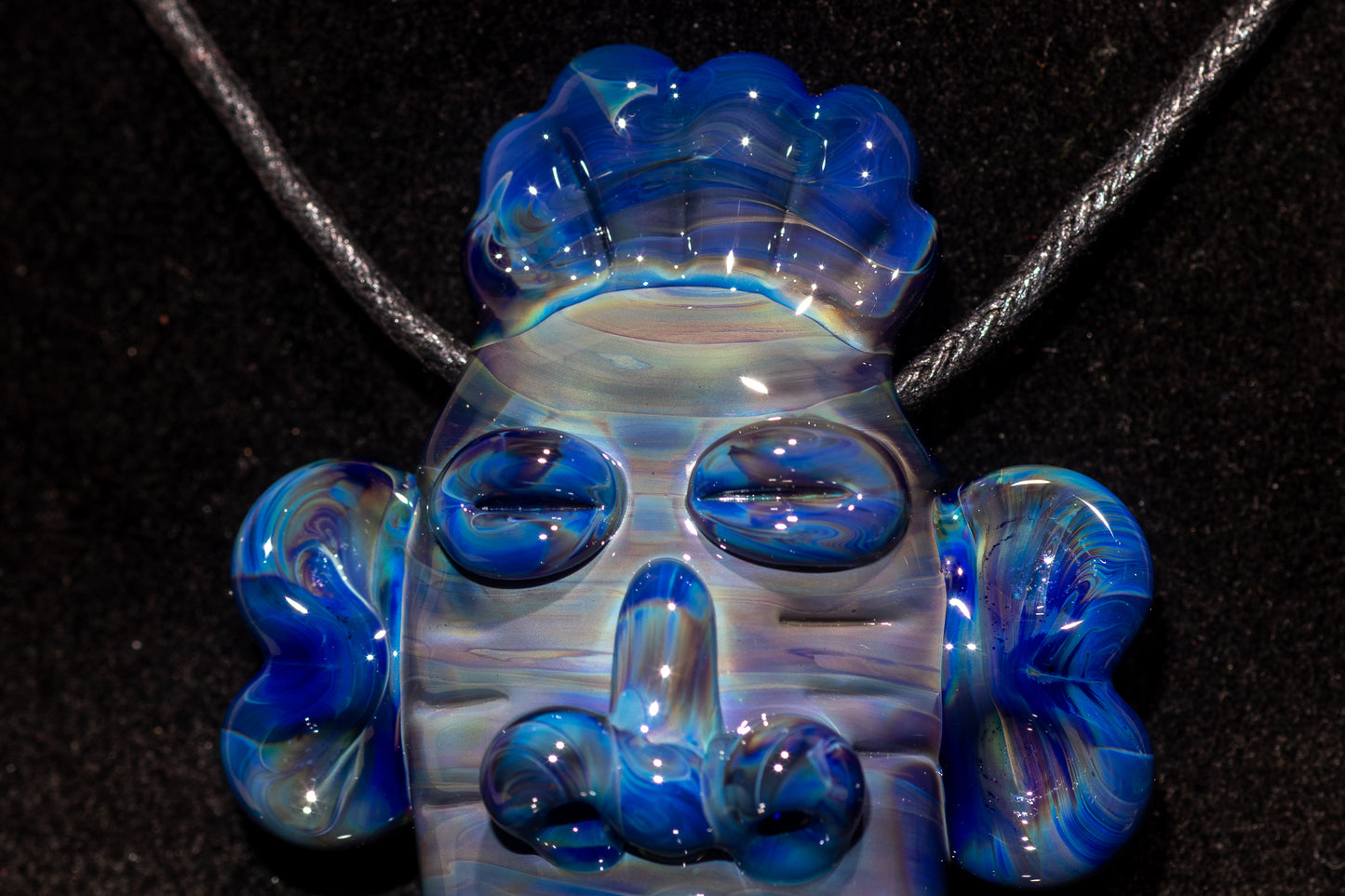 Glass Tiki Pendant | Sculpted Moai Necklace | Tiki Bar Jewelry Accessories | Easter Island Borosilicate Pele Totem Talisman |