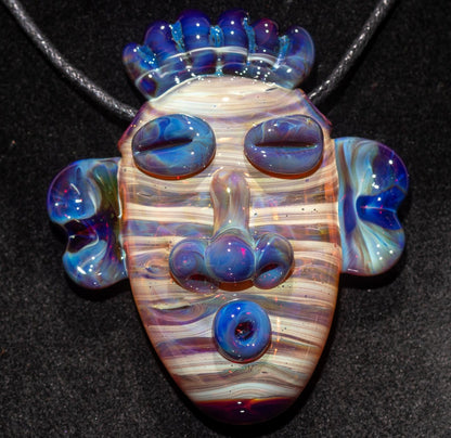 Glass Tiki Pendant | Sculpted Moai Necklace | Tiki Bar Jewelry Accessories | Easter Island Borosilicate Pele Totem Talisman |