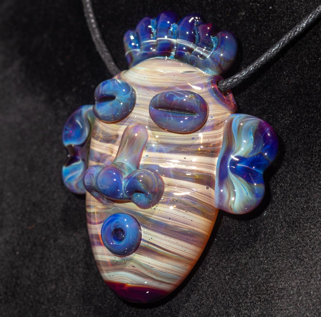 Glass Tiki Pendant | Sculpted Moai Necklace | Tiki Bar Jewelry Accessories | Easter Island Borosilicate Pele Totem Talisman |