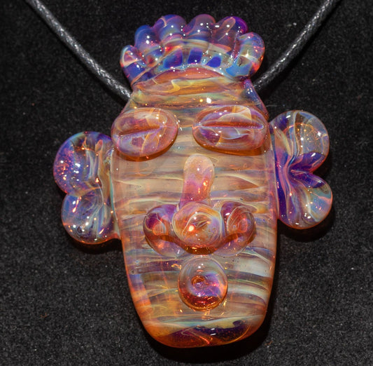 Glass Tiki Pendant | Sculpted Moai Necklace | Tiki Bar Jewelry Accessories | Easter Island Borosilicate Pele Totem Talisman |