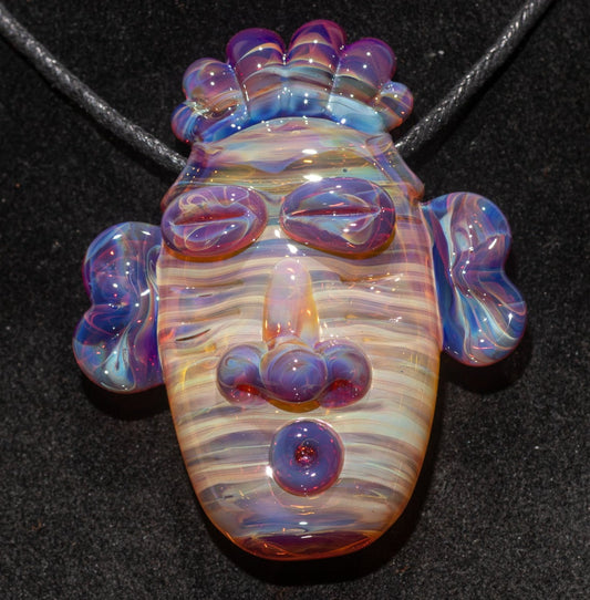 Glass Tiki Pendant | Sculpted Moai Necklace | Tiki Bar Jewelry Accessories | Easter Island Borosilicate Pele Totem Talisman |
