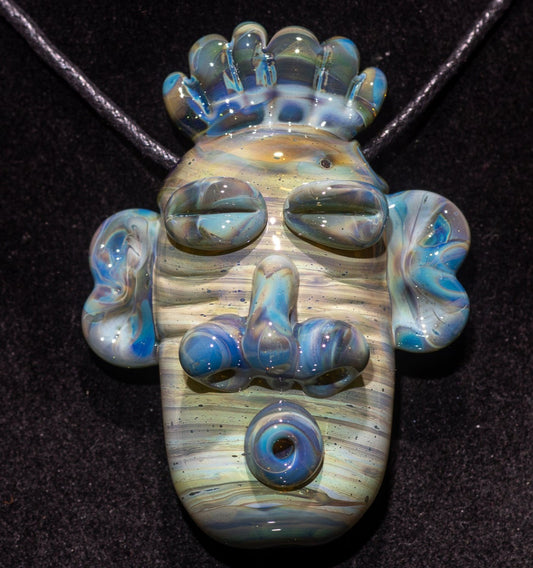 Glass Tiki Pendant | Sculpted Moai Necklace | Tiki Bar Jewelry Accessories | Easter Island Borosilicate Pele Totem Talisman |