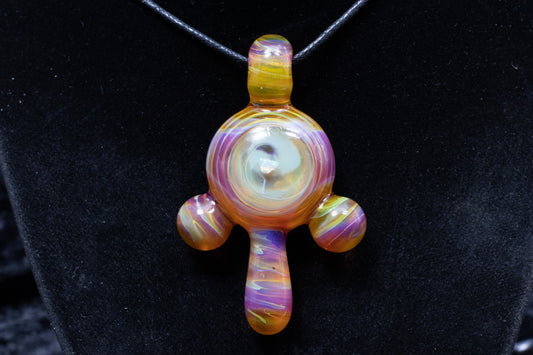 Sculpted Glass Pendant with Encased Opal | Borosilicate Glass Necklace | Ankh Eye Of Horus | Glass Charm Jewelry | Sparkle Necklace |