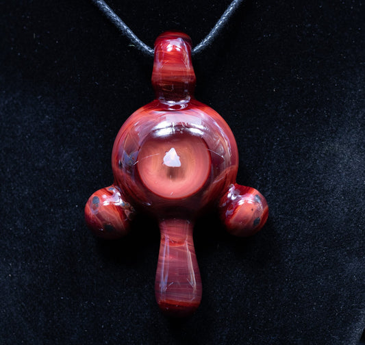 Sculpted Glass Pendant with Encased Opal | Borosilicate Glass Necklace | Ankh Eye Of Horus | Glass Charm Jewelry | Sparkle Necklace |