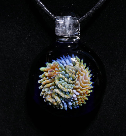Coral Reef Pendant | Borosilicate Glass Ocean Jewelry | Beach Accessories | Sea Glass Necklace