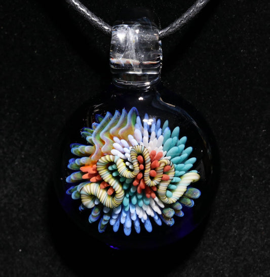 Coral Reef Pendant | Borosilicate Glass Ocean Jewelry | Beach Accessories | Sea Glass Necklace