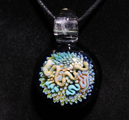 Coral Reef Pendant | Borosilicate Glass Ocean Jewelry | Beach Accessories | Sea Glass Necklace