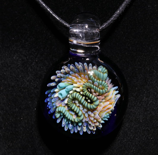 Coral Reef Pendant | Borosilicate Glass Ocean Jewelry | Beach Accessories | Sea Glass Necklace