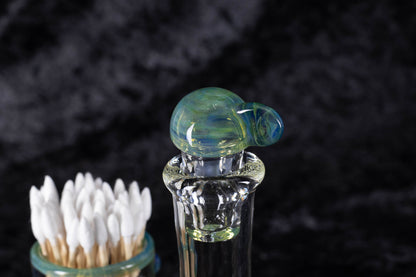 Q-tip Container with Cleaning Bottle | Borosilicate Glass Jar | Heady Glass Jar | Handblown Functional Glass