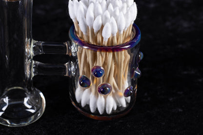Q-tip Container with Cleaning Bottle | Borosilicate Glass Jar | Heady Glass Jar | Handblown Functional Glass