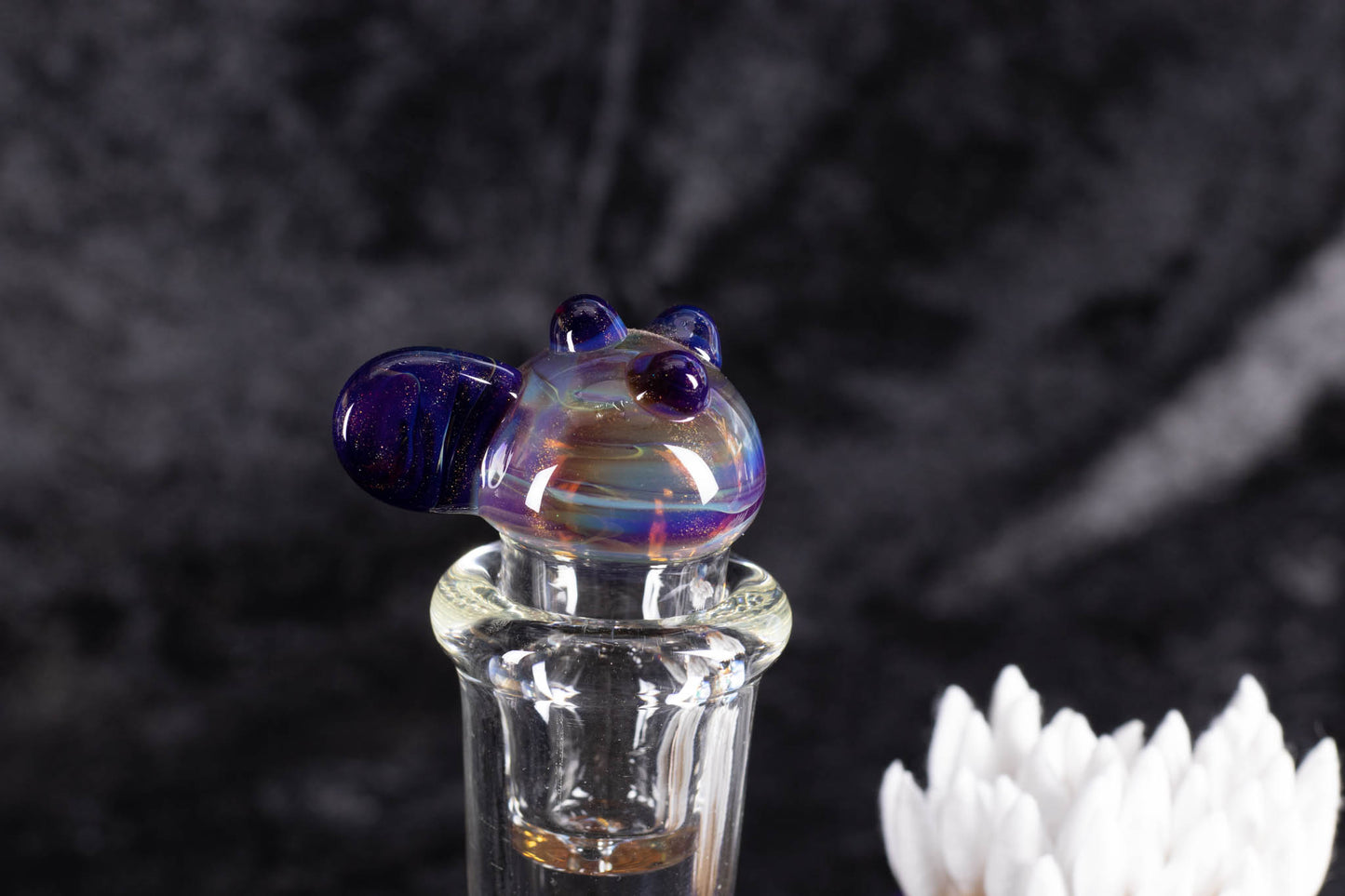 Q-tip Container with Cleaning Bottle | Borosilicate Glass Jar | Heady Glass Jar | Handblown Functional Glass