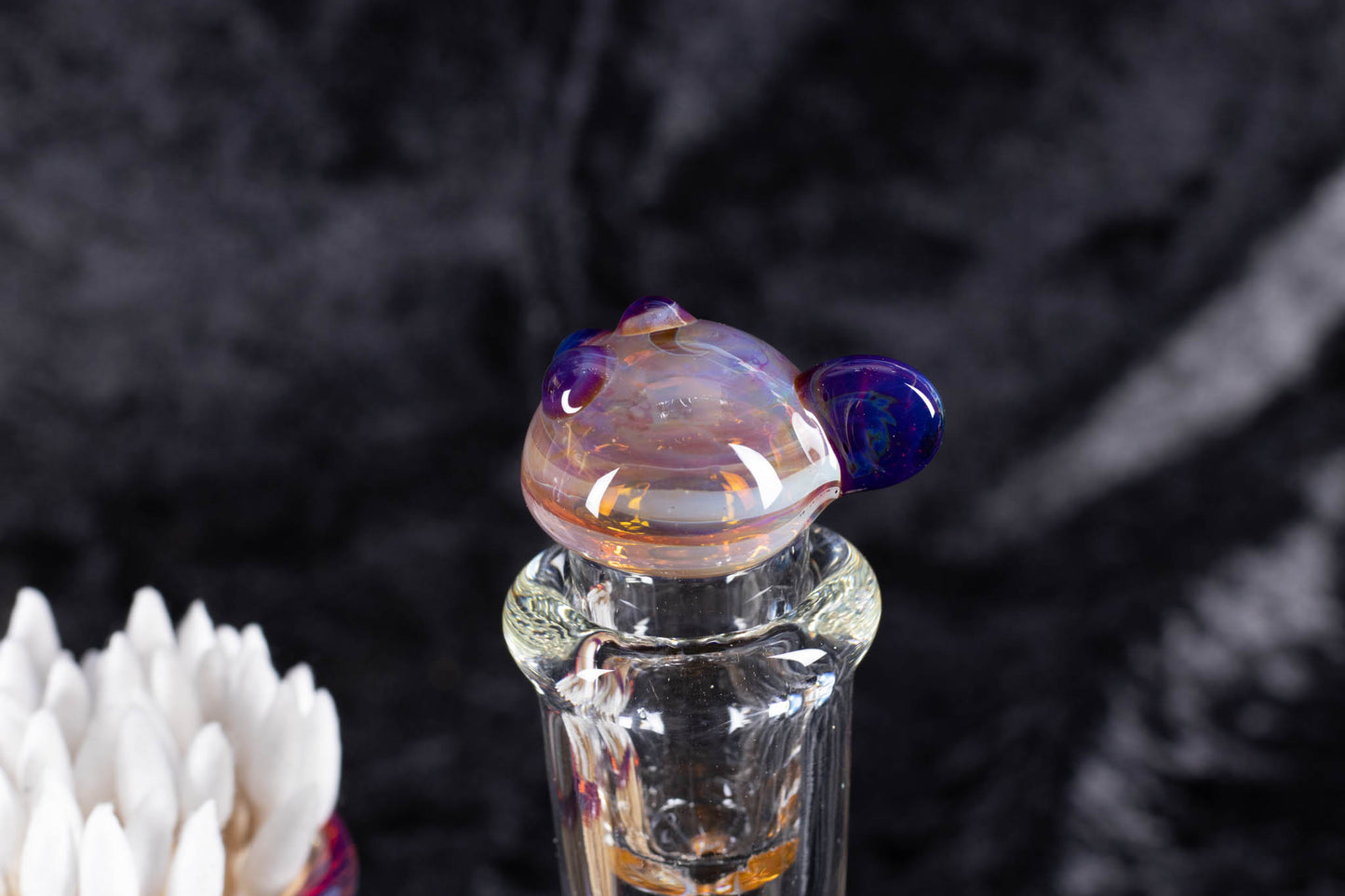 Q-tip Container with Cleaning Bottle | Borosilicate Glass Jar | Heady Glass Jar | Handblown Functional Glass