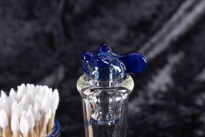 Q-tip Container with Cleaning Bottle | Borosilicate Glass Jar | Heady Glass Jar | Handblown Functional Glass