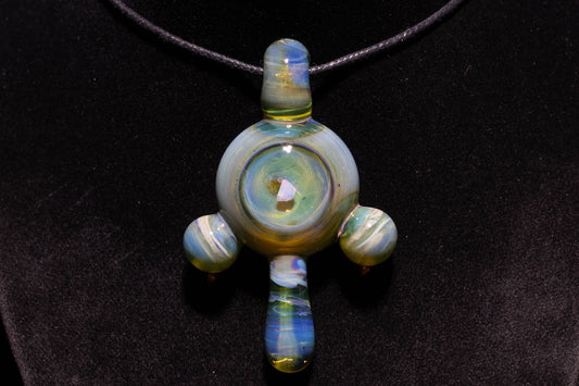 Sculpted Glass Pendant with Encased Opal | Borosilicate Glass Necklace | Ankh Eye Of Horus | Glass Charm Jewelry | Sparkle Necklace |