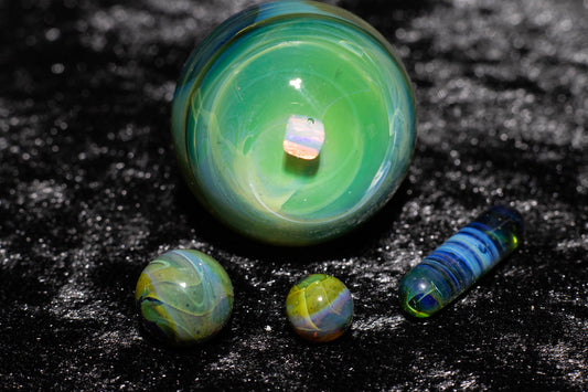 Encased Opal Glass Marble Set | 25mm Glass Marbles | Handblown Borosilicate Glass | Collectible Functional Glass