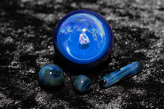 Encased Opal Glass Marble Set | 25mm Glass Marbles | Handblown Borosilicate Glass | Collectible Functional Glass