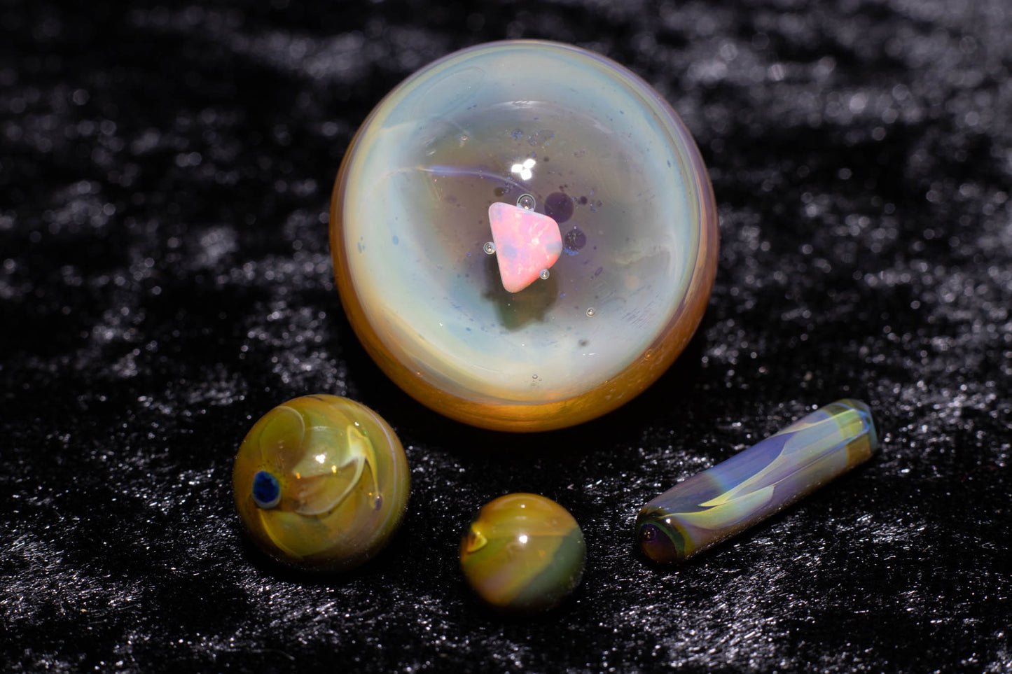 Encased Opal Glass Marble Set | 25mm Glass Marbles | Handblown Borosilicate Glass | Collectible Functional Glass