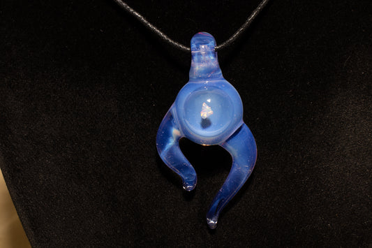 Talisman with Encased Opal | Borosilicate Pendant Necklace | Sculpted Horn Pendant | Jewelry Statement Opal Sculpted Glass Pendy
