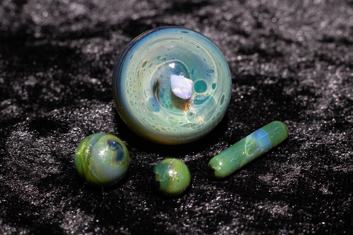 Encased Opal Glass Marble Set | 25mm Glass Marbles | Handblown Borosilicate Glass | Collectible Functional Glass