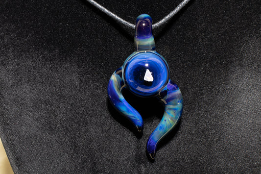 Talisman with Encased Opal | Borosilicate Pendant Necklace | Sculpted Horn Pendant | Jewelry Statement Opal Sculpted Glass Pendy