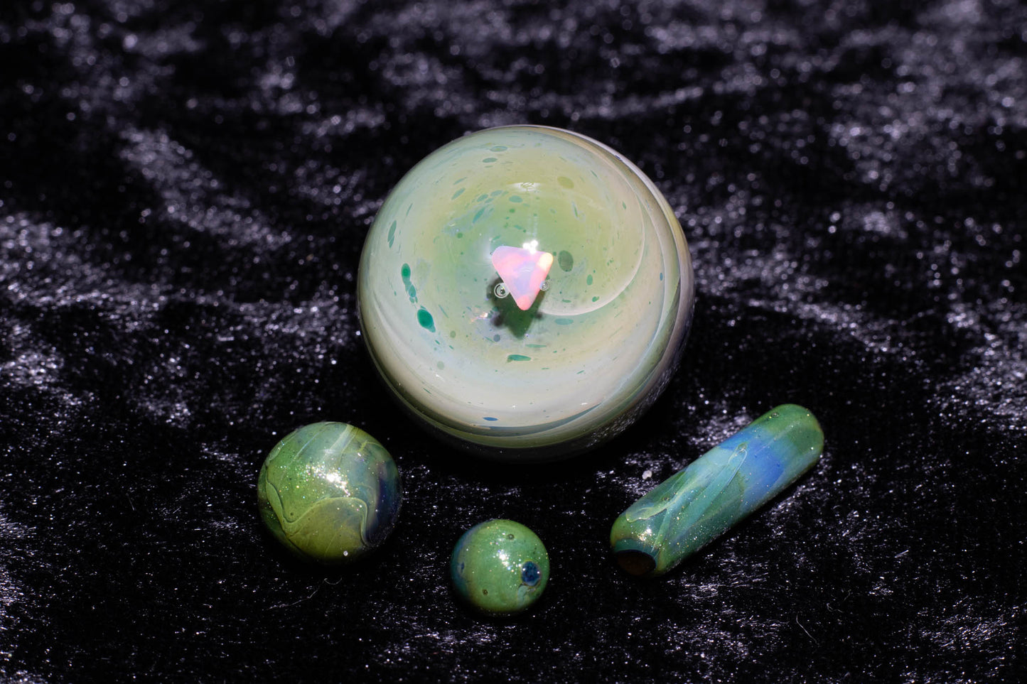 Encased Opal Glass Marble Set | 25mm Glass Marbles | Handblown Borosilicate Glass | Collectible Functional Glass