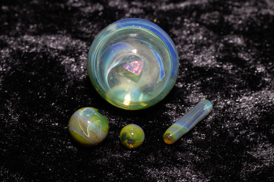 Encased Opal Glass Marble Set | 25mm Glass Marbles | Handblown Borosilicate Glass | Collectible Functional Glass