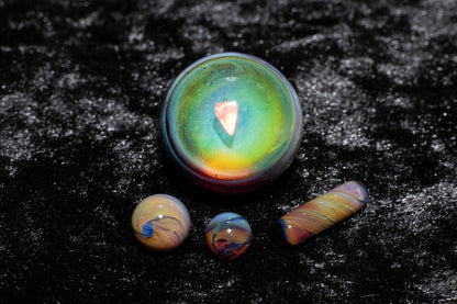 Encased Opal Glass Marble Set | 25mm Glass Marbles | Handblown Borosilicate Glass | Collectible Functional Glass