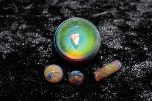 Encased Opal Glass Marble Set | 25mm Glass Marbles | Handblown Borosilicate Glass | Collectible Functional Glass