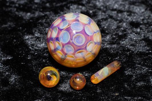 Honeycomb Glass Marble Set | 25mm Glass Marbles | Handblown Borosilicate Glass | Collectible Functional Glass