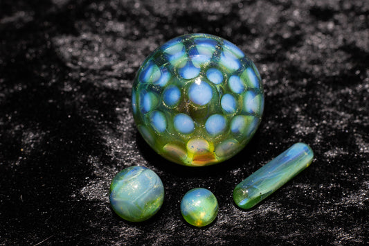 Honeycomb Glass Marble Set | 25mm Glass Marbles | Handblown Borosilicate Glass | Collectible Functional Glass