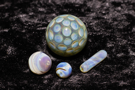 Honeycomb Glass Marble Set | 25mm Glass Marbles | Handblown Borosilicate Glass | Collectible Functional Glass