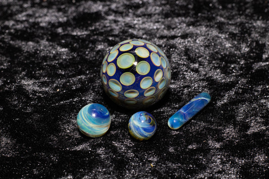 Honeycomb Glass Marble Set | 25mm Glass Marbles | Handblown Borosilicate Glass | Collectible Functional Glass