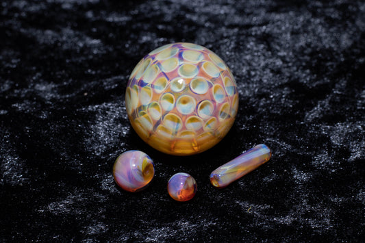 Honeycomb Glass Marble Set | 25mm Glass Marbles | Handblown Borosilicate Glass | Collectible Functional Glass