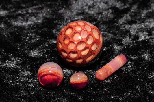 Honeycomb Glass Marble Set | 25mm Glass Marbles | Handblown Borosilicate Glass | Collectible Functional Glass