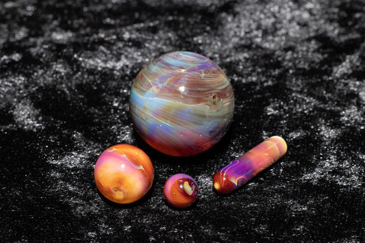 Matching Solid Color Marble Set | 25mm Glass Marbles | Handblown Borosilicate Glass | Collectible Functional Glass