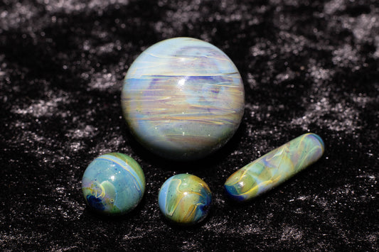 Matching Solid Color Marble Set | 25mm Glass Marbles | Handblown Borosilicate Glass | Collectible Functional Glass